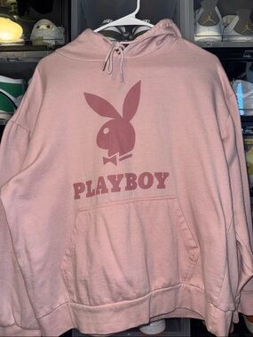 PLAYBOY Dusty Pink Logo Pullover Hoodie